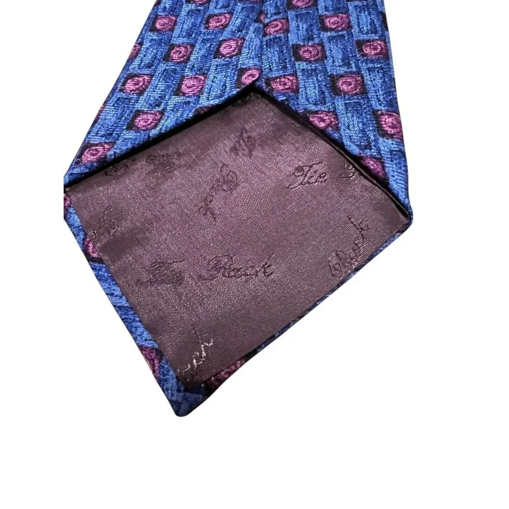 Men’s 100% silk CHARLESTON blue/burgundy/black tie‎ Made In Italy