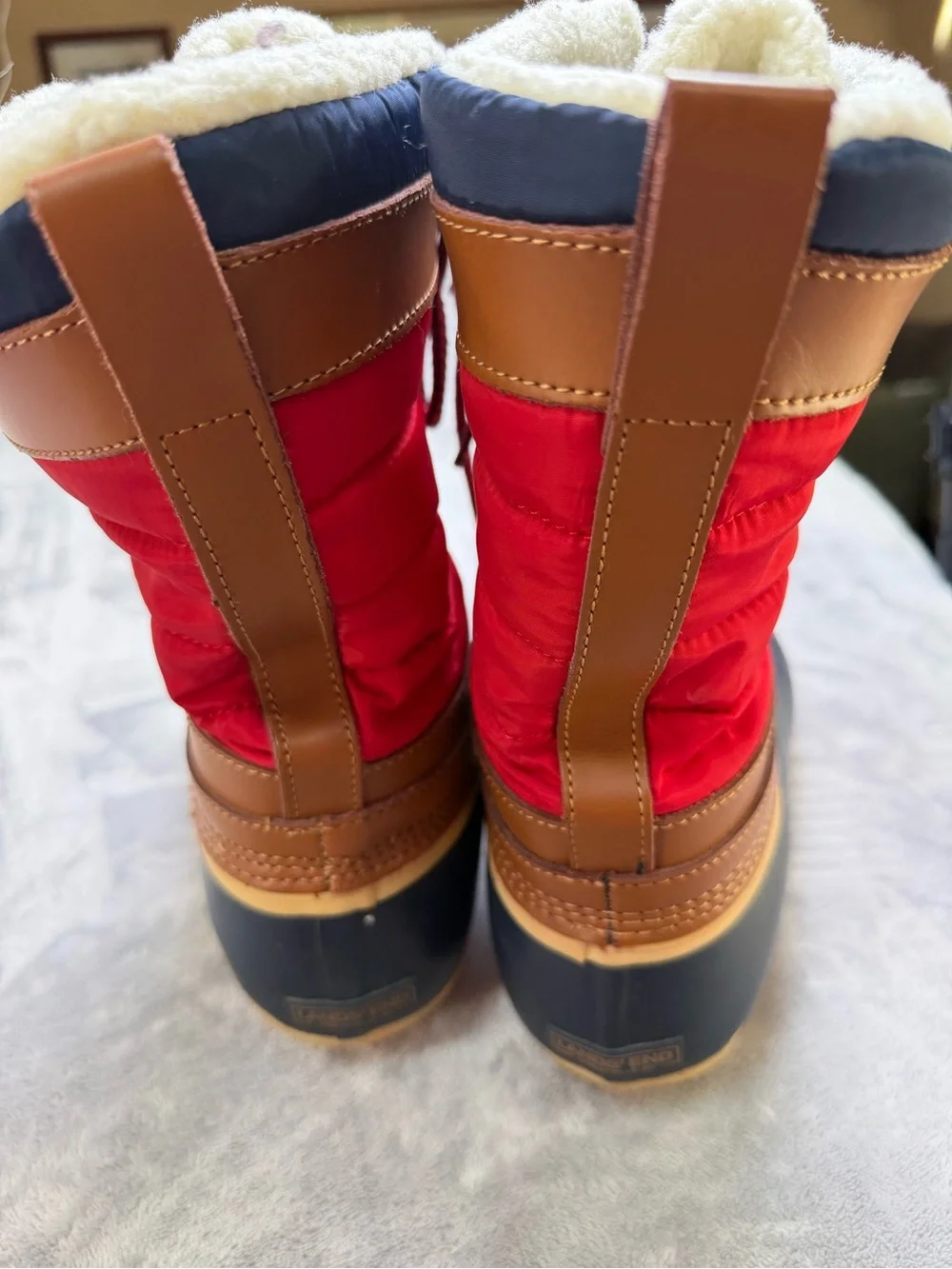 Lands' End Kids Red, Navy & Women’s Brown Waterproof Winter Boots 10