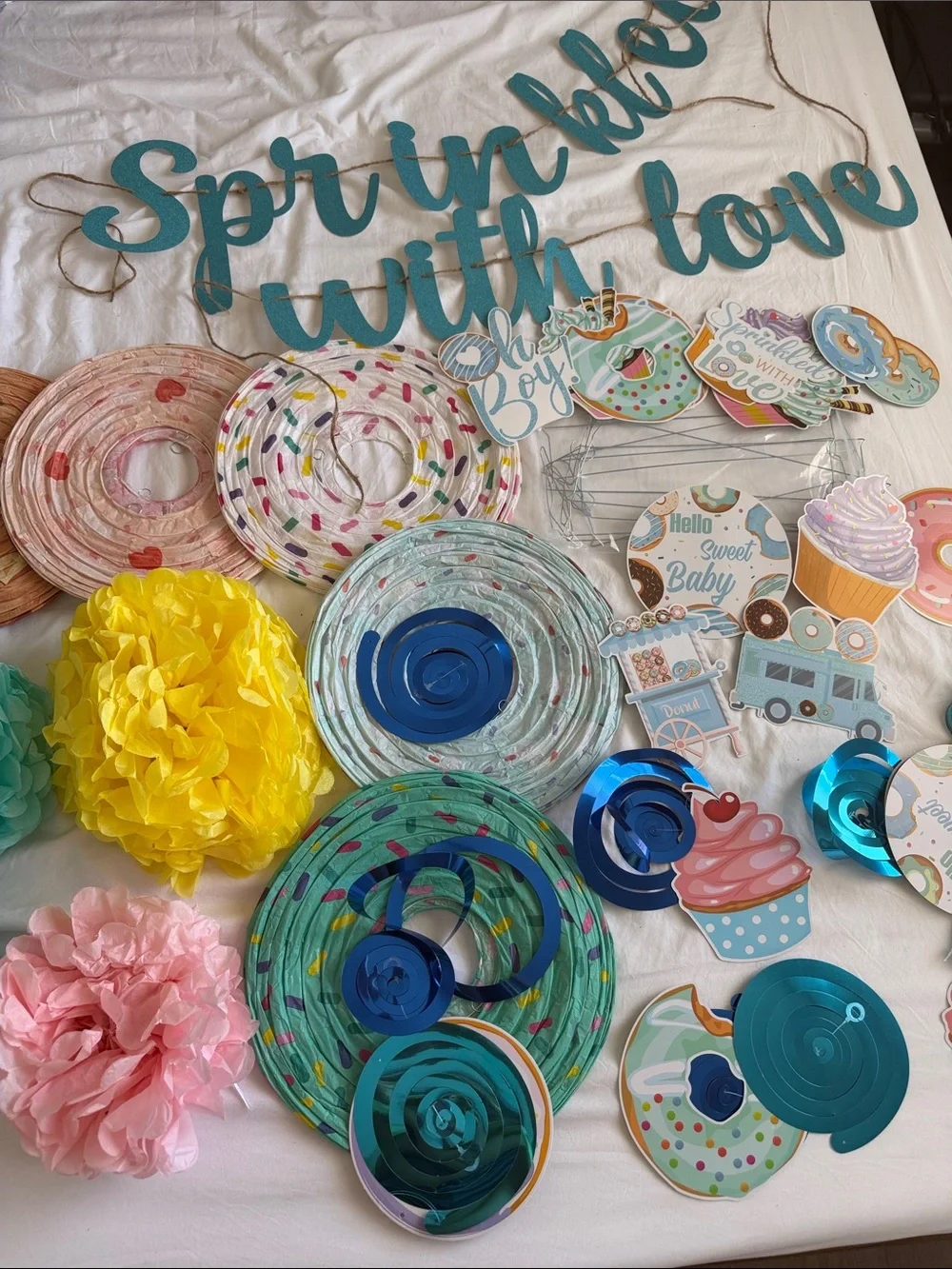 Sprikled with Love Party Decor - Teal & Pastel  baby boy sprinkle/ shower