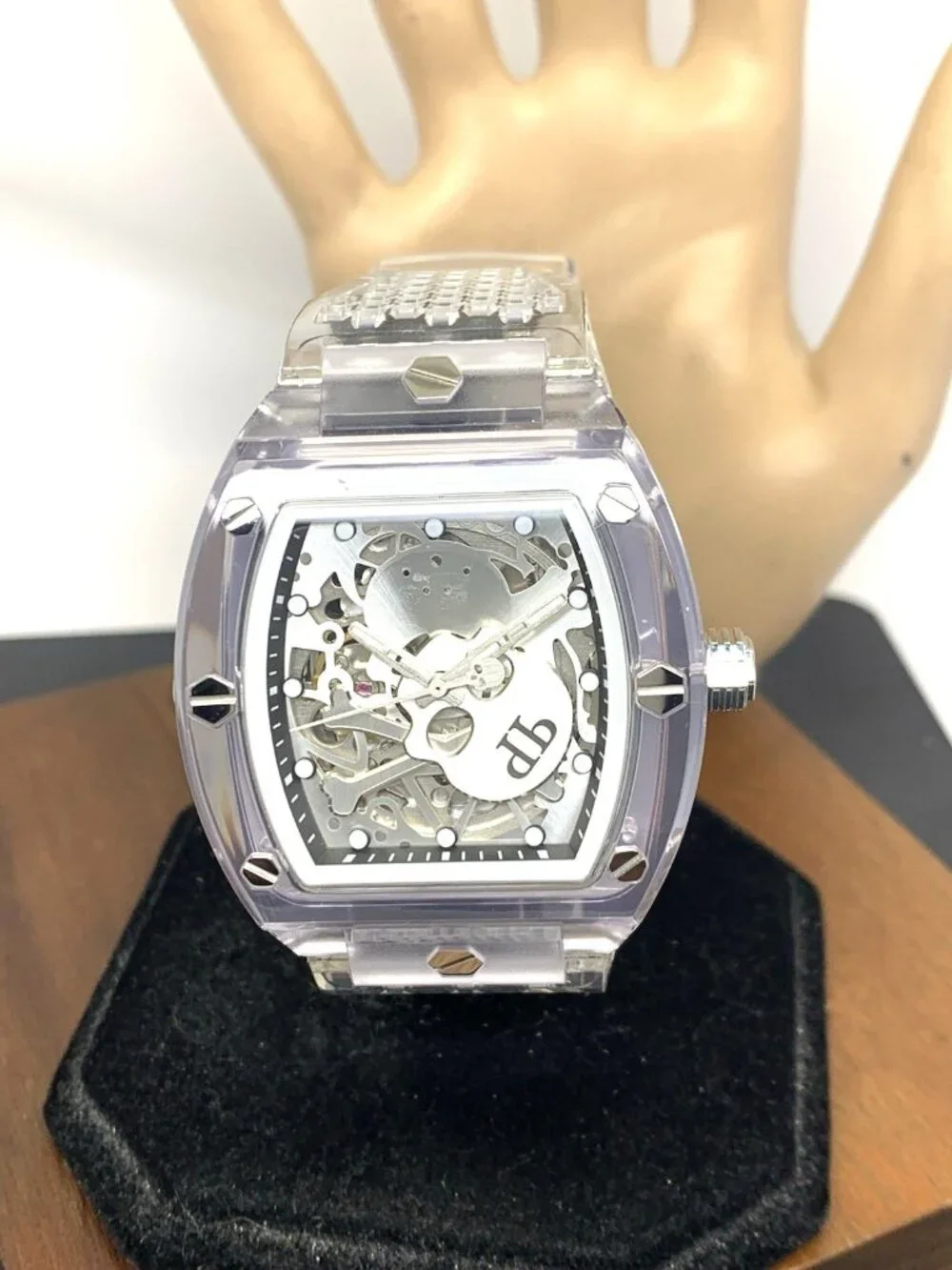 Philipp Plein Men's Watch PWPTA0524 Skull Automatic Clear Rubber Strap 44mm