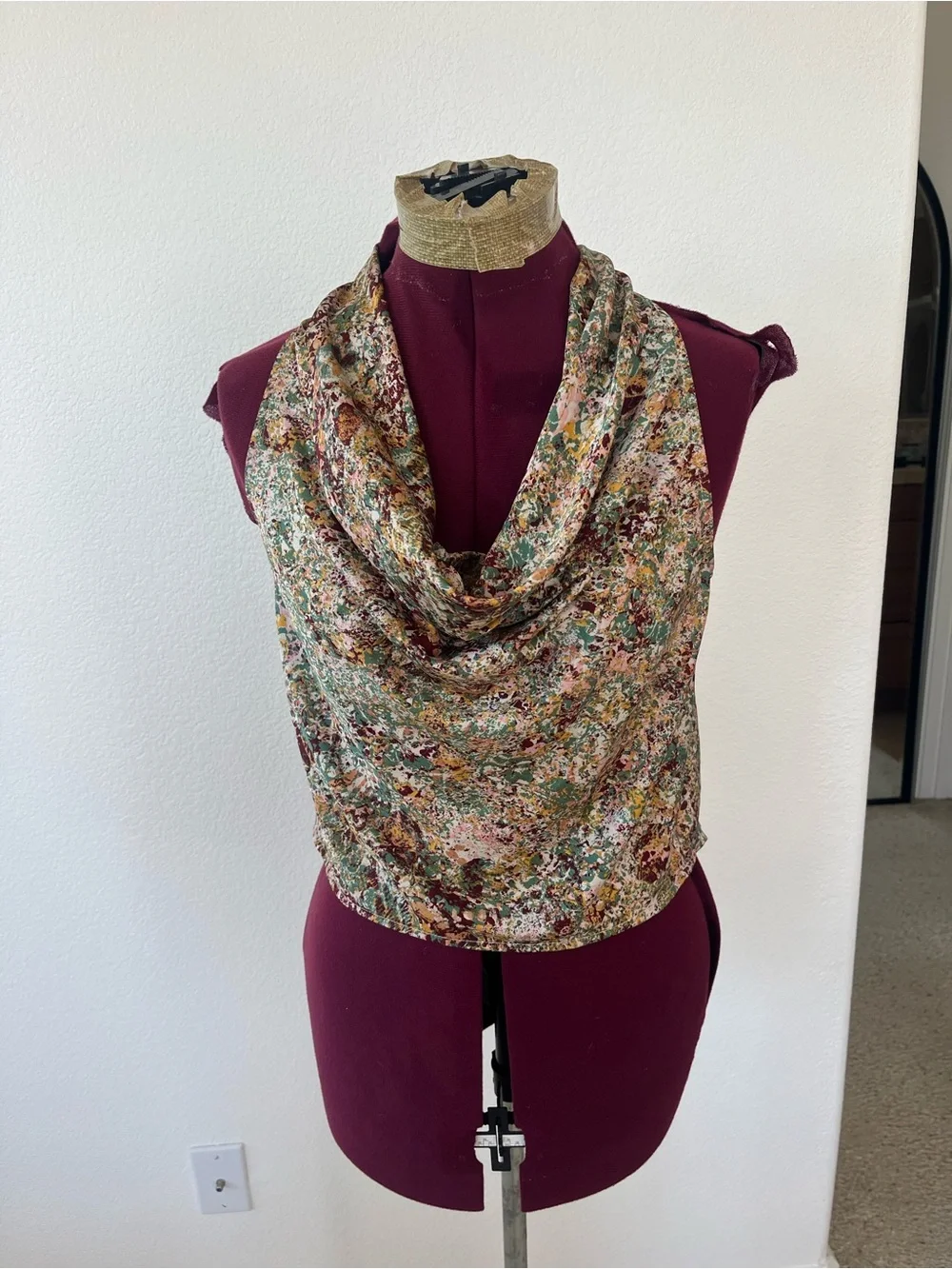Floral Multi-Color Draped Cowl Scarf
