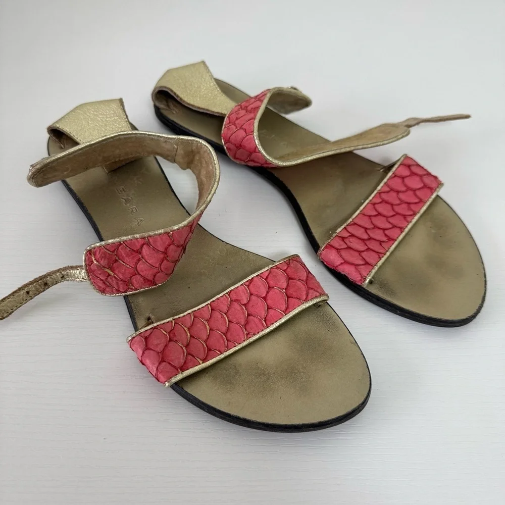 Zingara Gold and Coral Pink Women's Sandals, Size 8