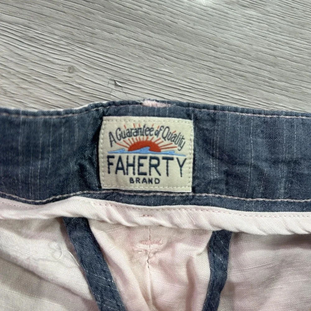 Faherty Brand Shorts Mens 40 Pink‎ Linen Cotton Chino Flat Front Golf Casual