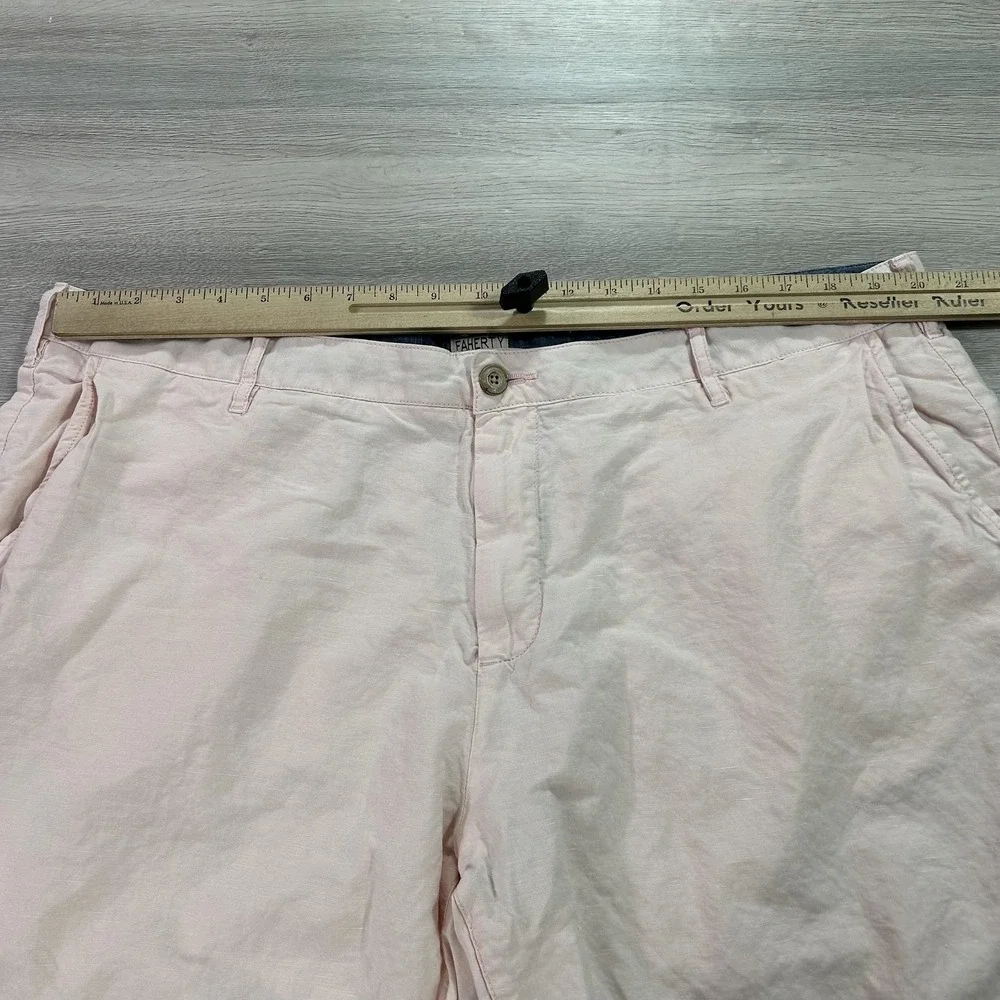 Faherty Brand Shorts Mens 40 Pink‎ Linen Cotton Chino Flat Front Golf Casual