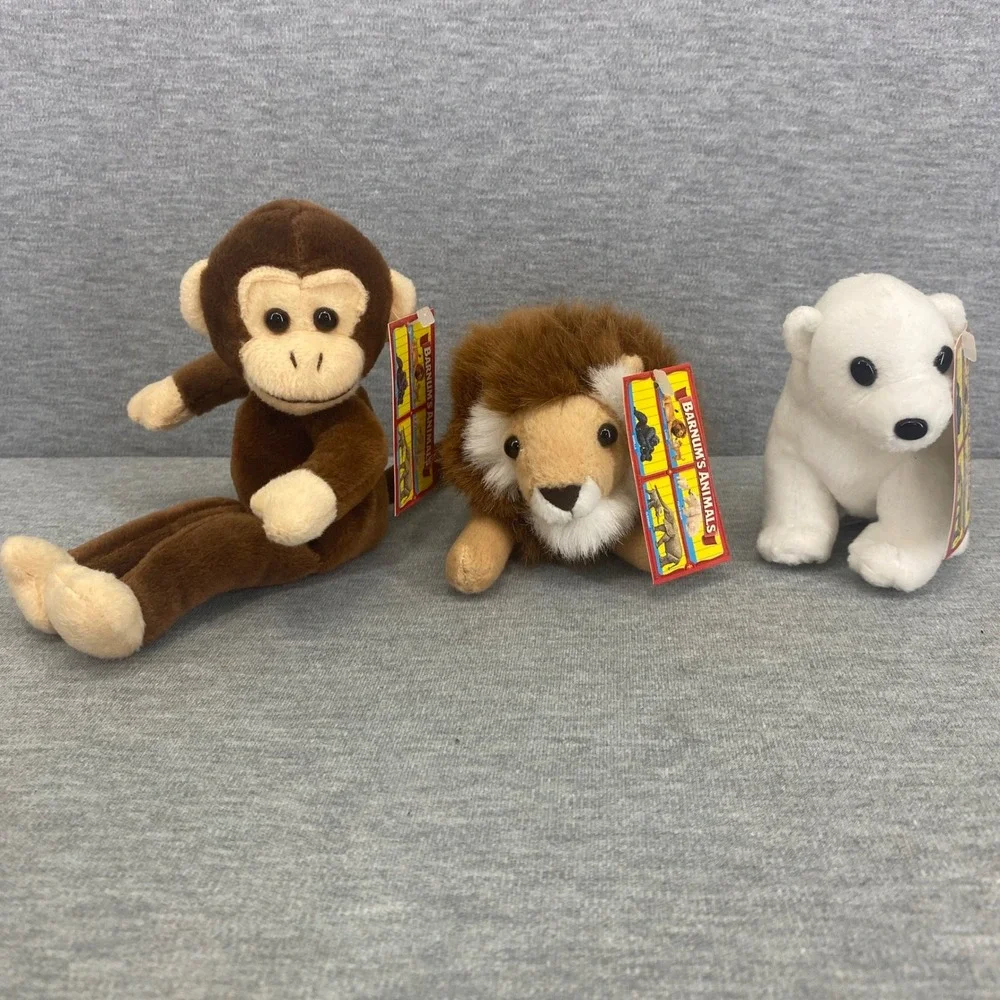 Barnum's Animals Plush Set Small Lion Monkey Polar Bear Nabisco
