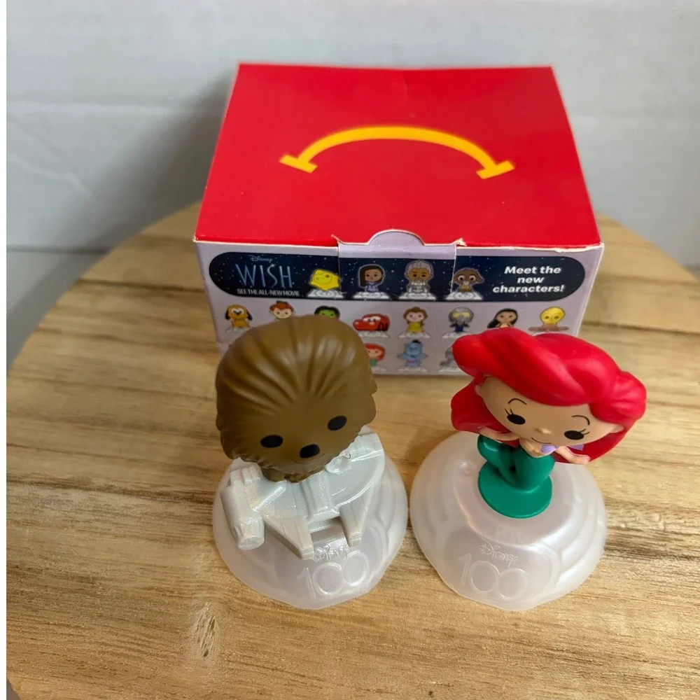 McDonalds Disney 100 Happy Meal Toys Ariel & Chewbacca Figures 2023 Box # 16