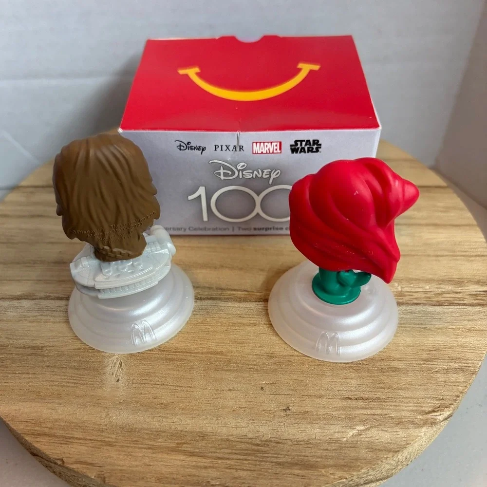 McDonalds Disney 100 Happy Meal Toys Ariel & Chewbacca Figures 2023 Box # 16