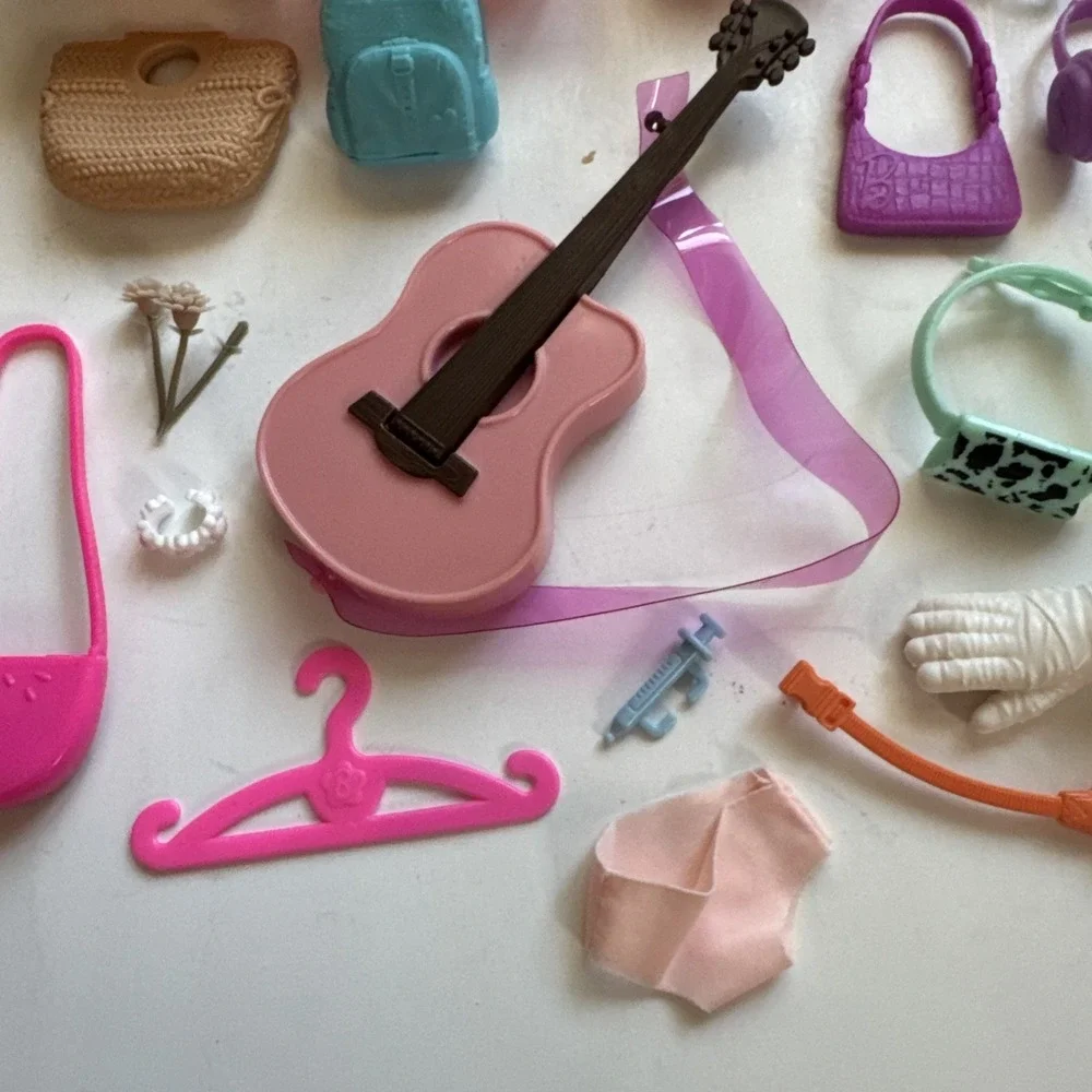 24 Barbie Accessories Lot Guitar Hangers Totes Headphones Glasses Purse Backpack