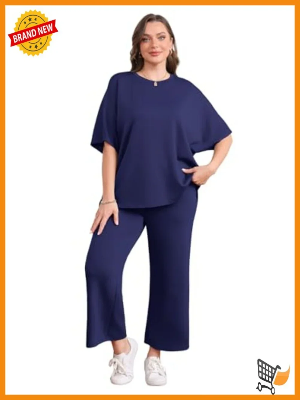 Two Piece Lounge Set with Wide Leg Crop Pants, Oversized Top, Summer Airport