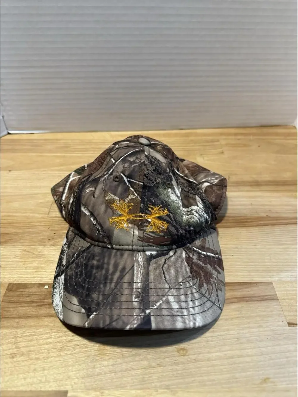 Under Armour RealTree Hat Branch Logo Baseball Cap Camo/Orange OSFA  Hunting 93