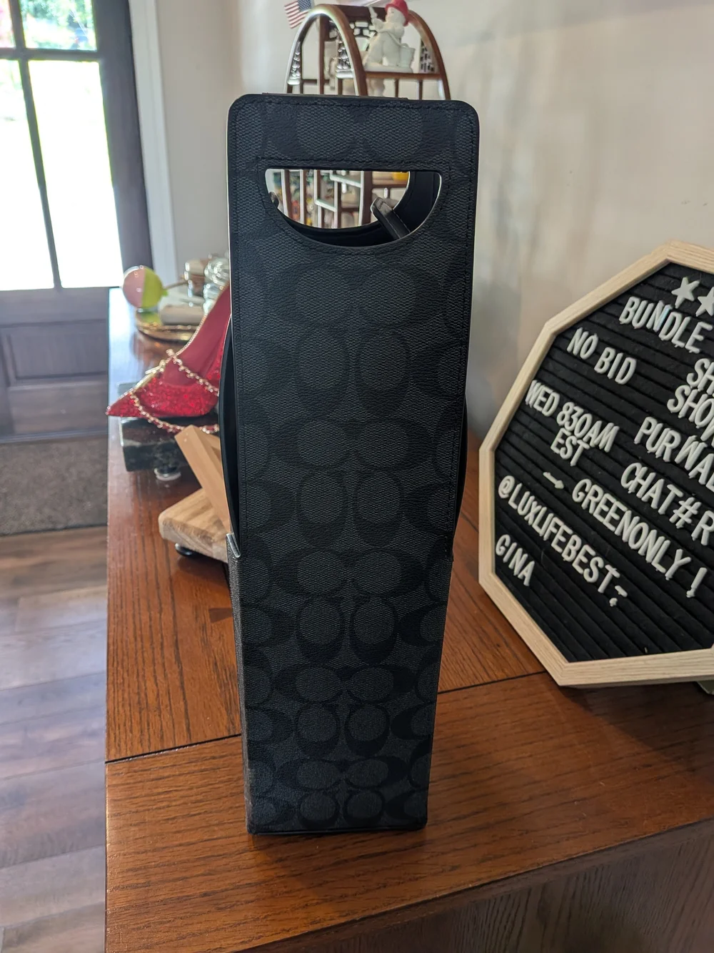 Coach Black/Grey Signature Canvas Wine Carrier