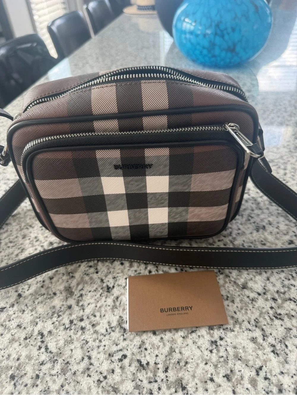 Burberry Brown and Black Check Messenger Crossbody