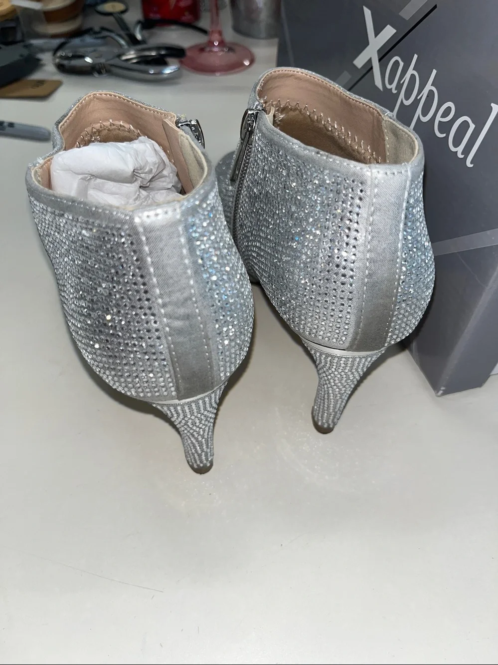 BLINGED OUT RHINESTONE Ankle BOOTIES SZ 8.5 EXCELLENT