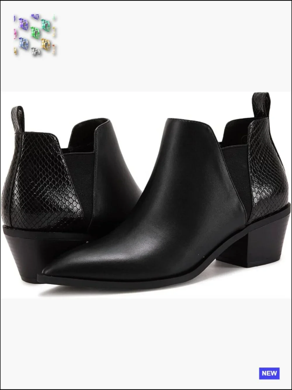 Stacked Chunky Heel Ankle Boots Slip On Western Low Heel Chelsea Boots