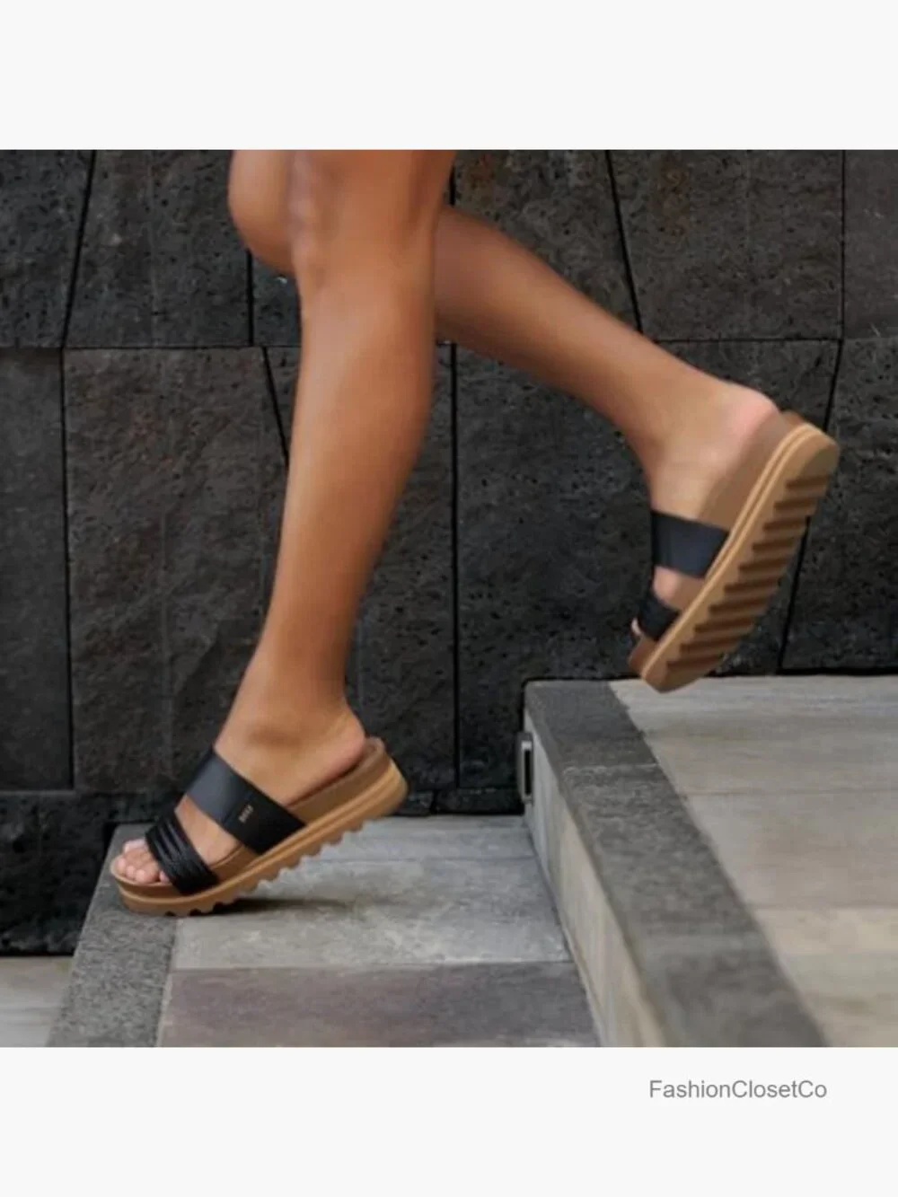 Platform Slide Sandal with Arch Support and Ultra Soft Cushion Footbed
