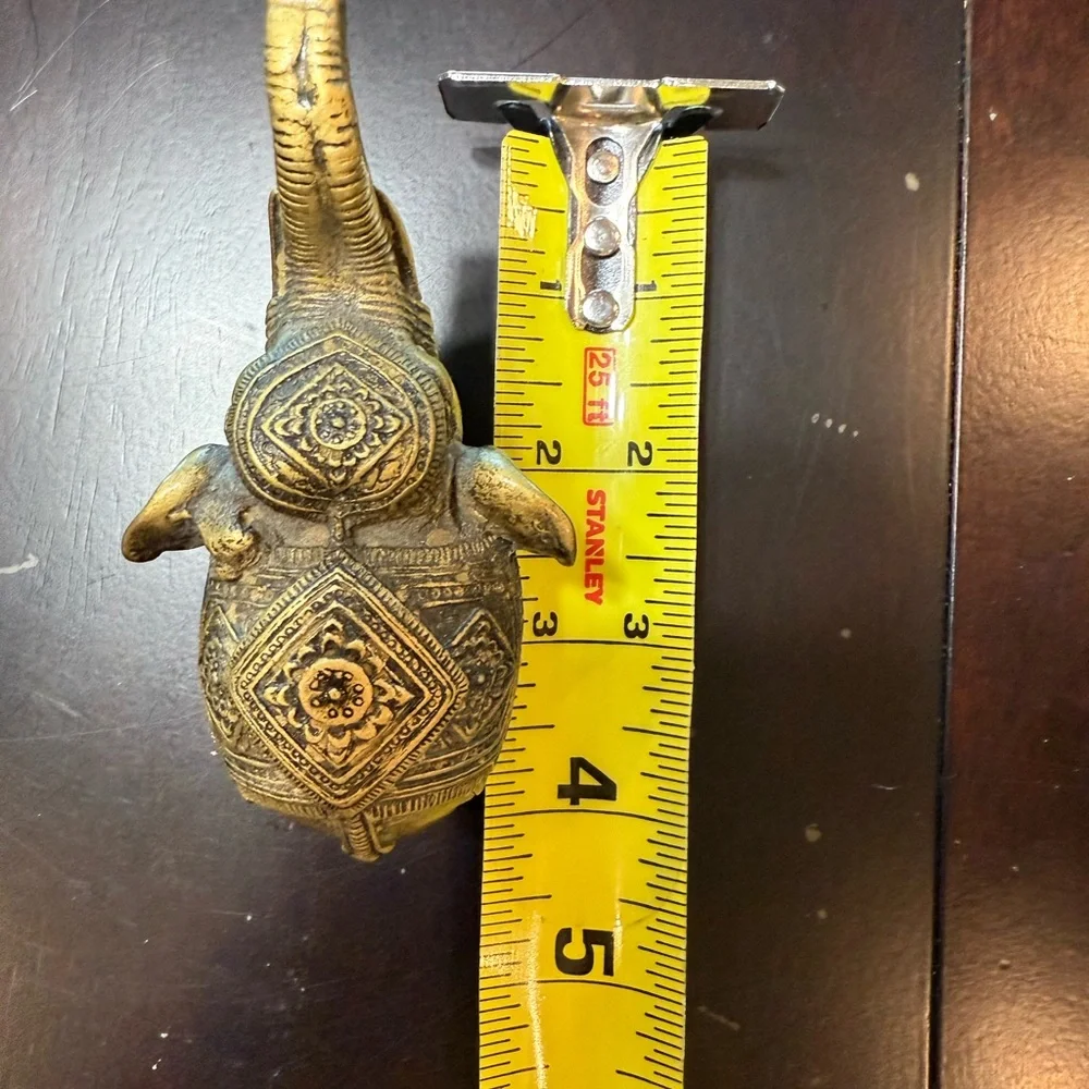 Ornate Asian Small Bronze‎ color Elephant Figurine