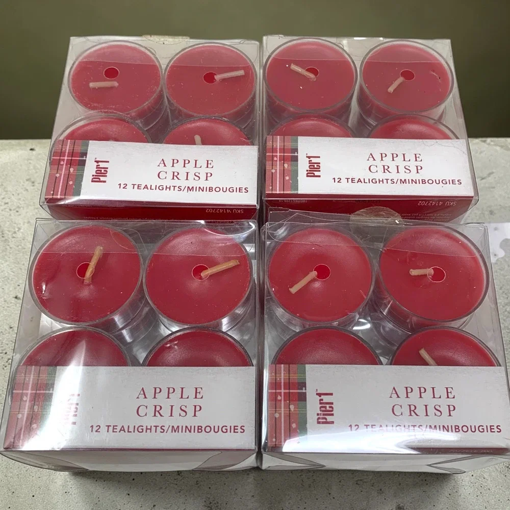 Lot 48 x Original Vintage Pier 1 Imports Apple Crisp Tealight Candles New Boxed