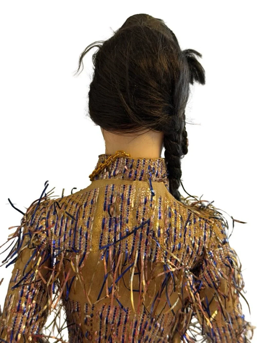 Vintage Vietnamese Woman Doll Handmade Ethnic Figurine Fringe Dress Made in Viet