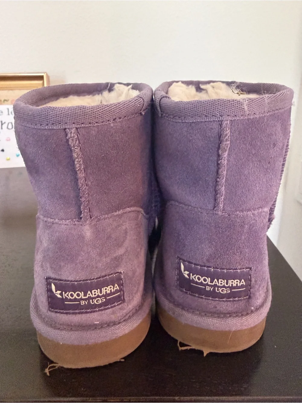 Koolaburra Kids Purple Suede Shearling-Lined Boots