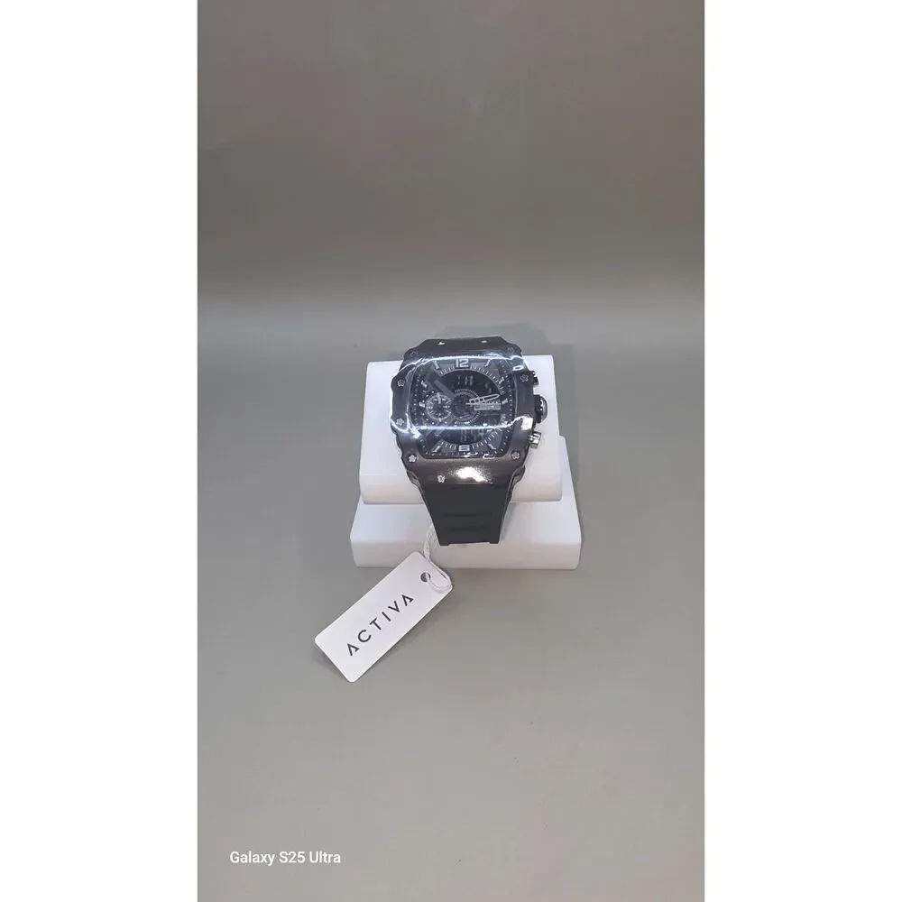 Activa X Men's 44mm All Black Analog Digital Sport Watch Black New In Box