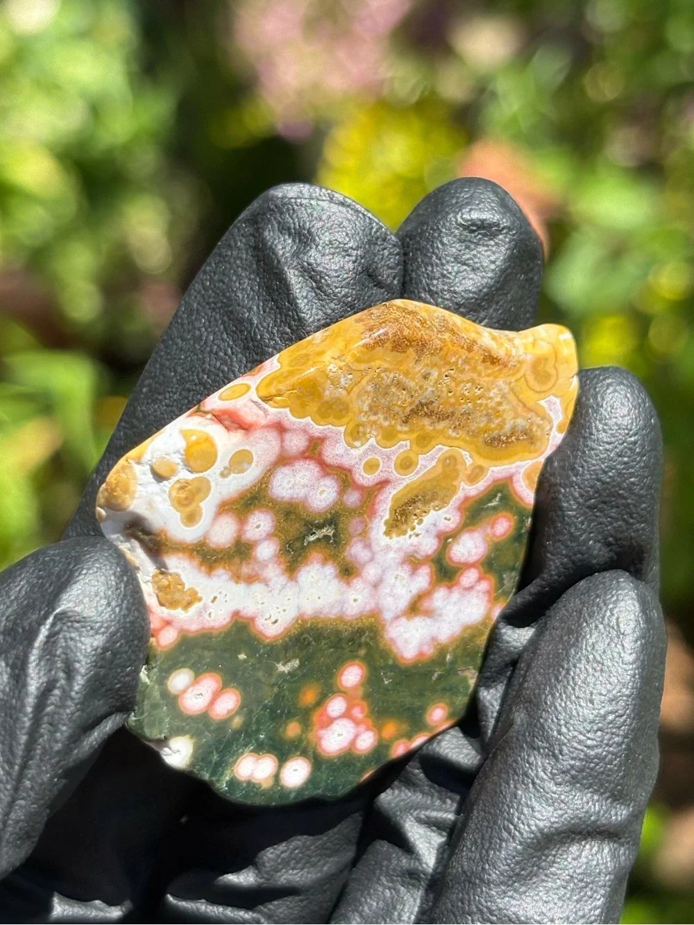 Small Ocean Jasper Crystal Slab - Polished Sea Jasper - Orbicular Jasper