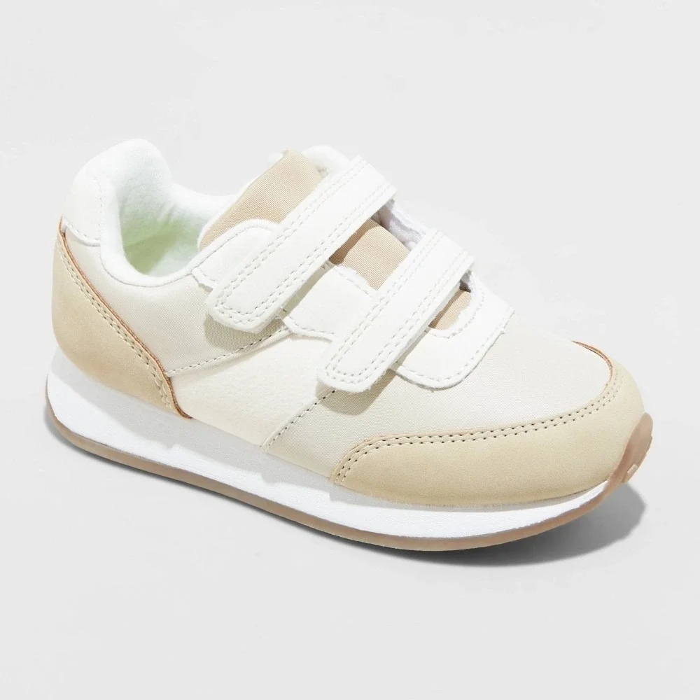 Cat & Jack Charlie Retro Sneakers NWT Toddler 10 Tan Color block Hook Loop