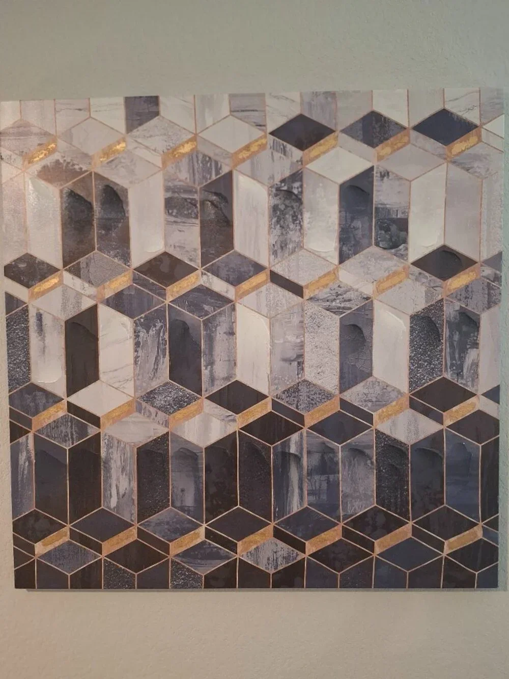 Blue + Gold Geometric Canvas Art