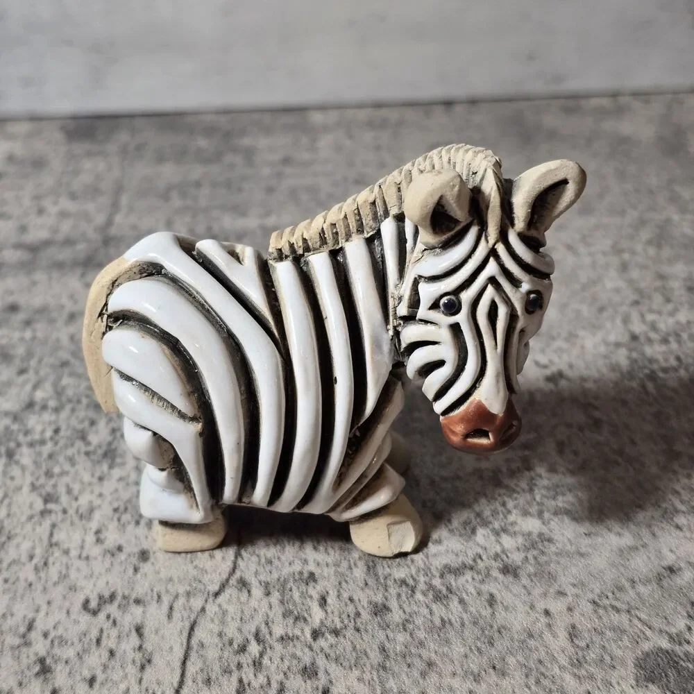 Vintage Artesania Rinconada Zebra Figurine Handmade Uruguay Retired Kitsch