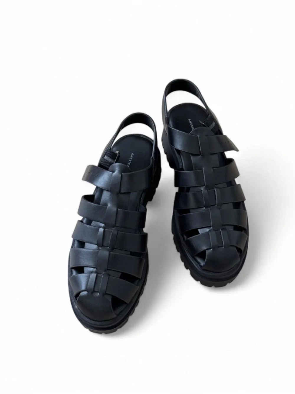 Women's Black Leather Fisherman Sandals