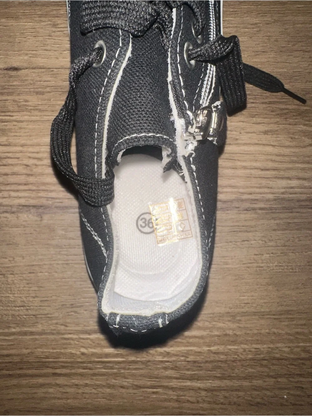 Black & White Zipper Accent Lace-Up Sneaker 6