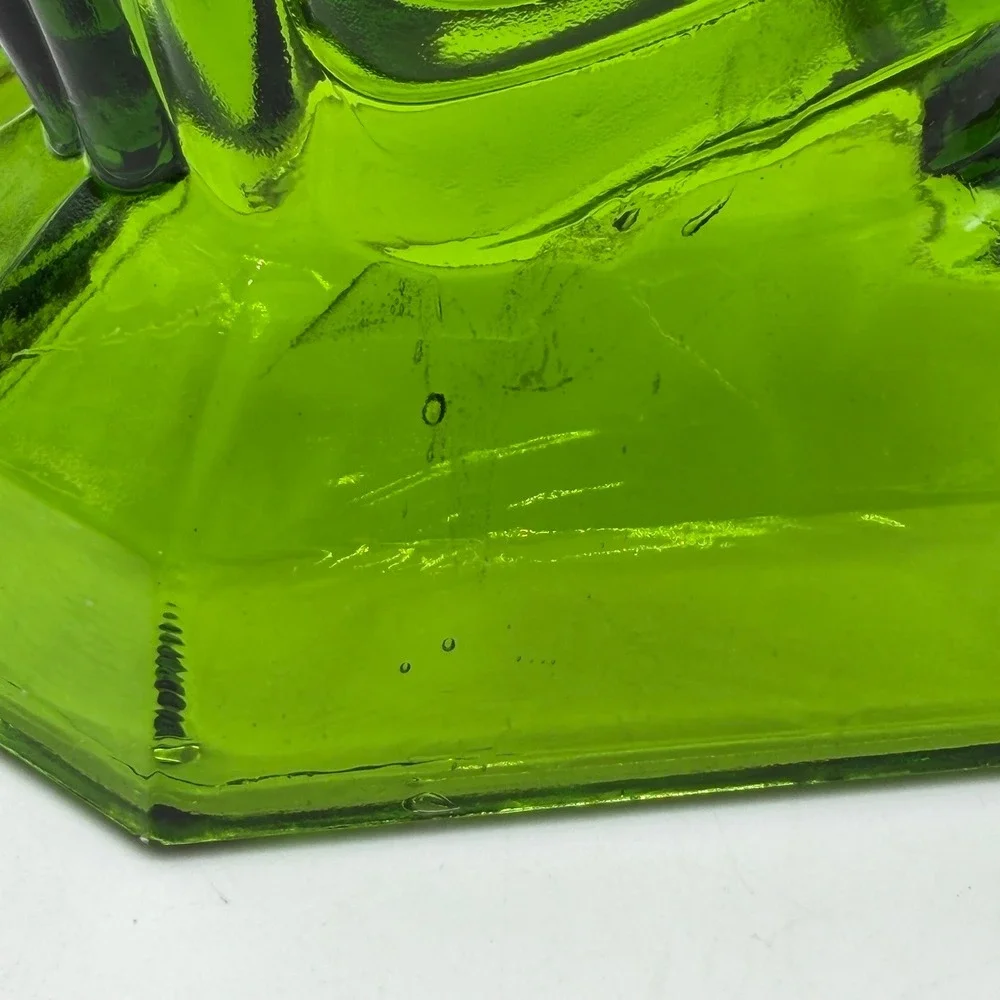 Vintage Green Pressed Glass Rooster Figurine Farmhouse Decor Octagonal Base NOTE