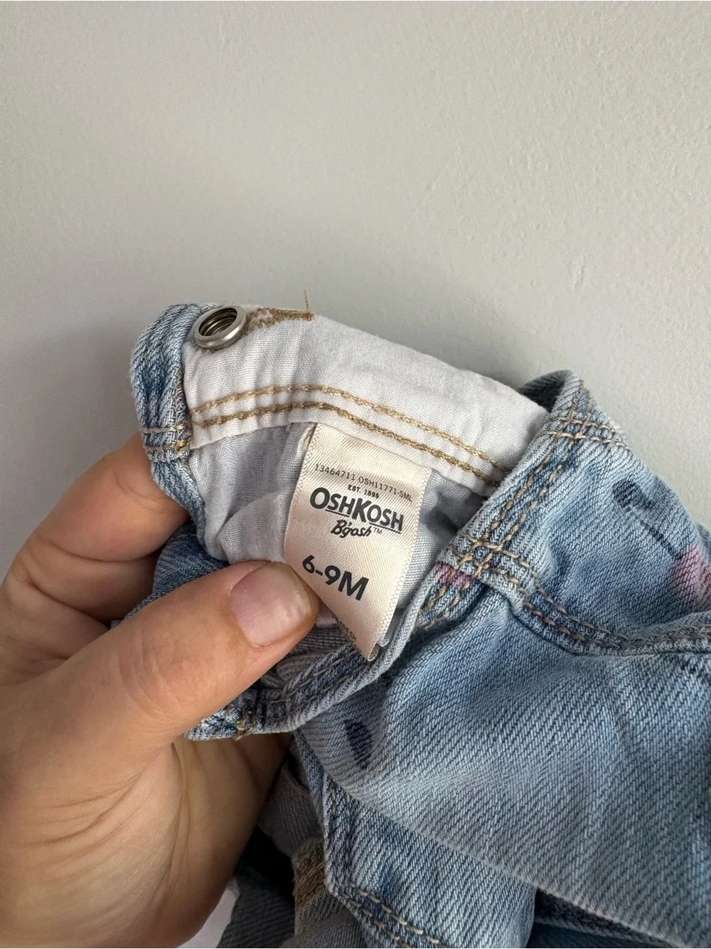 OshKosh B'gosh Light Blue Denim Cherry Print Shortalls