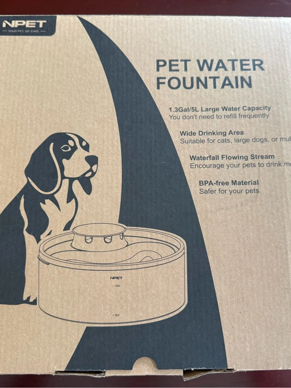 Pet Water Fountain - Black - Large Capacity Dog & Cat Waterer