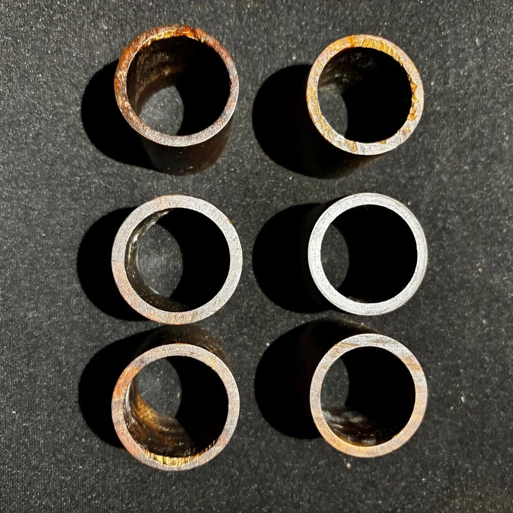 Set of 6 Carved Rosewood Napkin Rings