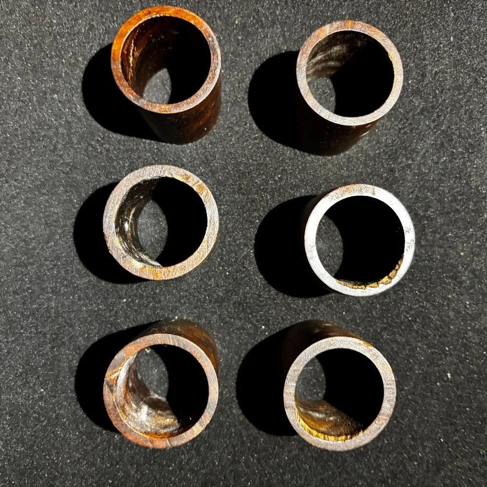 Set of 6 Carved Rosewood Napkin Rings