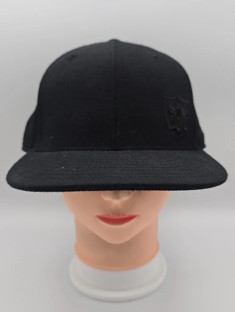 Reebok NFL Oakland/Las Vegas Raiders All Black Wool Fitted Hat Size 7 3/8