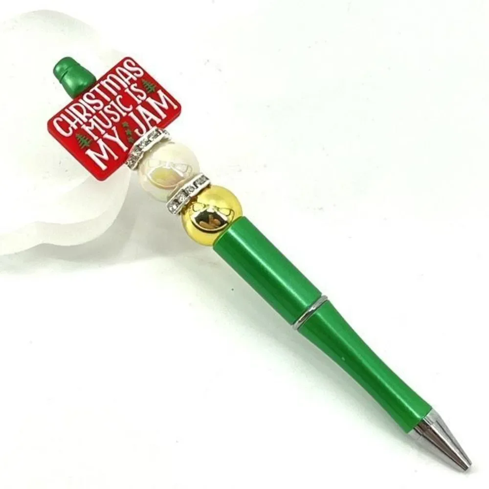 Christmas tree handmade pen NEW beads rhinestone bling red white green silver