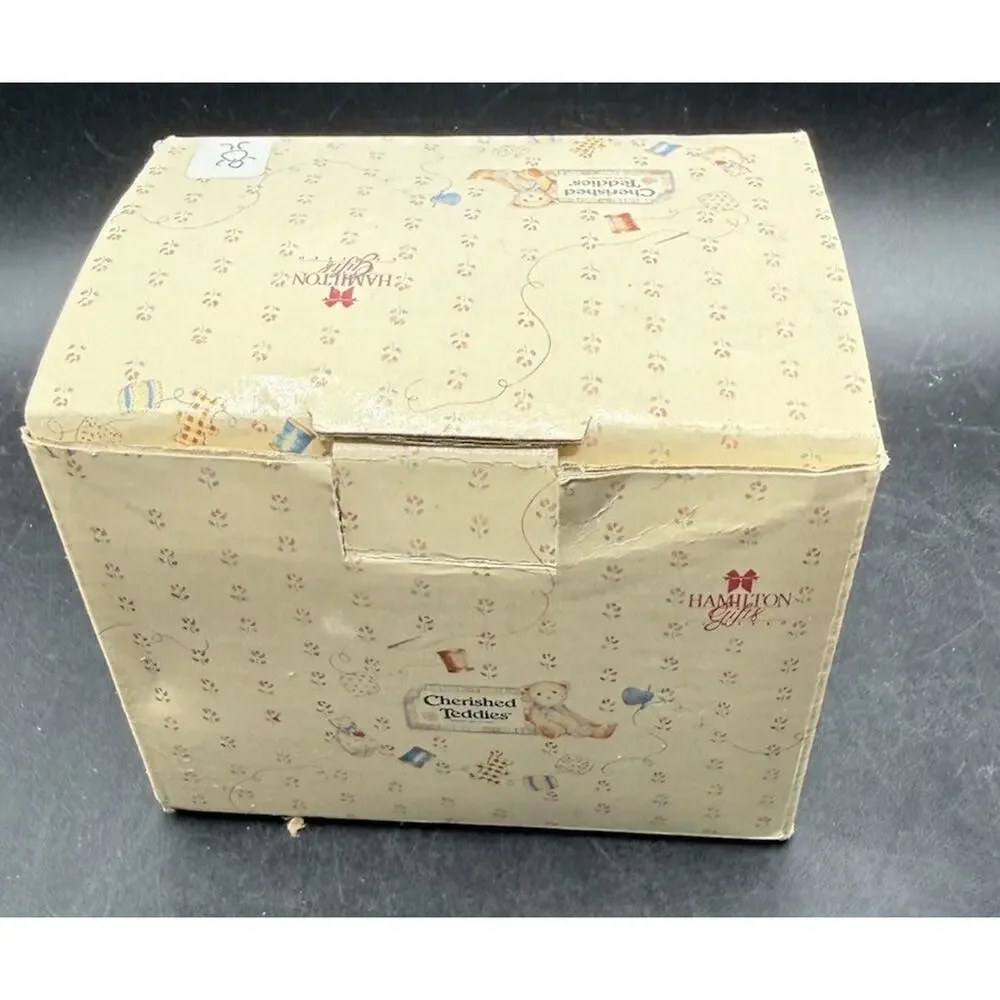 Cherished Teddies M Jasmine Bear w Basket Figurine 1991 Brand New In Box & COA 1