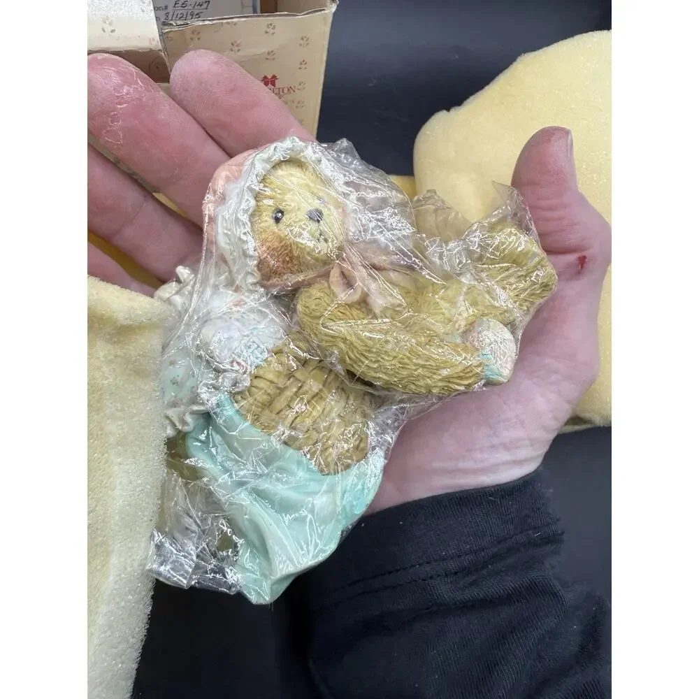 Cherished Teddies M Jasmine Bear w Basket Figurine 1991 Brand New In Box & COA 1