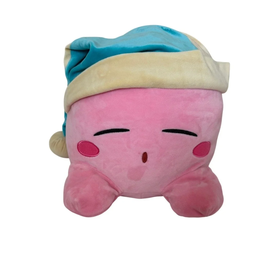 Nintendo Kirby Sleep Plush Pink Character Blue Nightcap Stuffed Toy 12 Inch