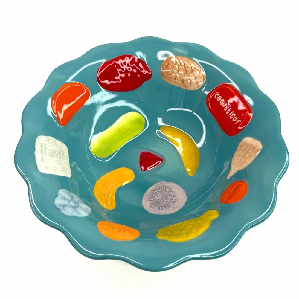 Blue and Cream Ceramic Compote Bowl - Home Accents