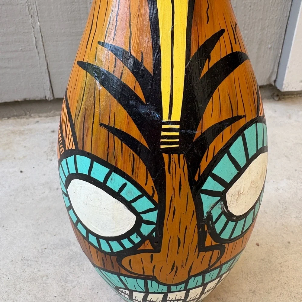 Hand-Painted Tiki Art Sculpture– Outsider Art Folk Decor
