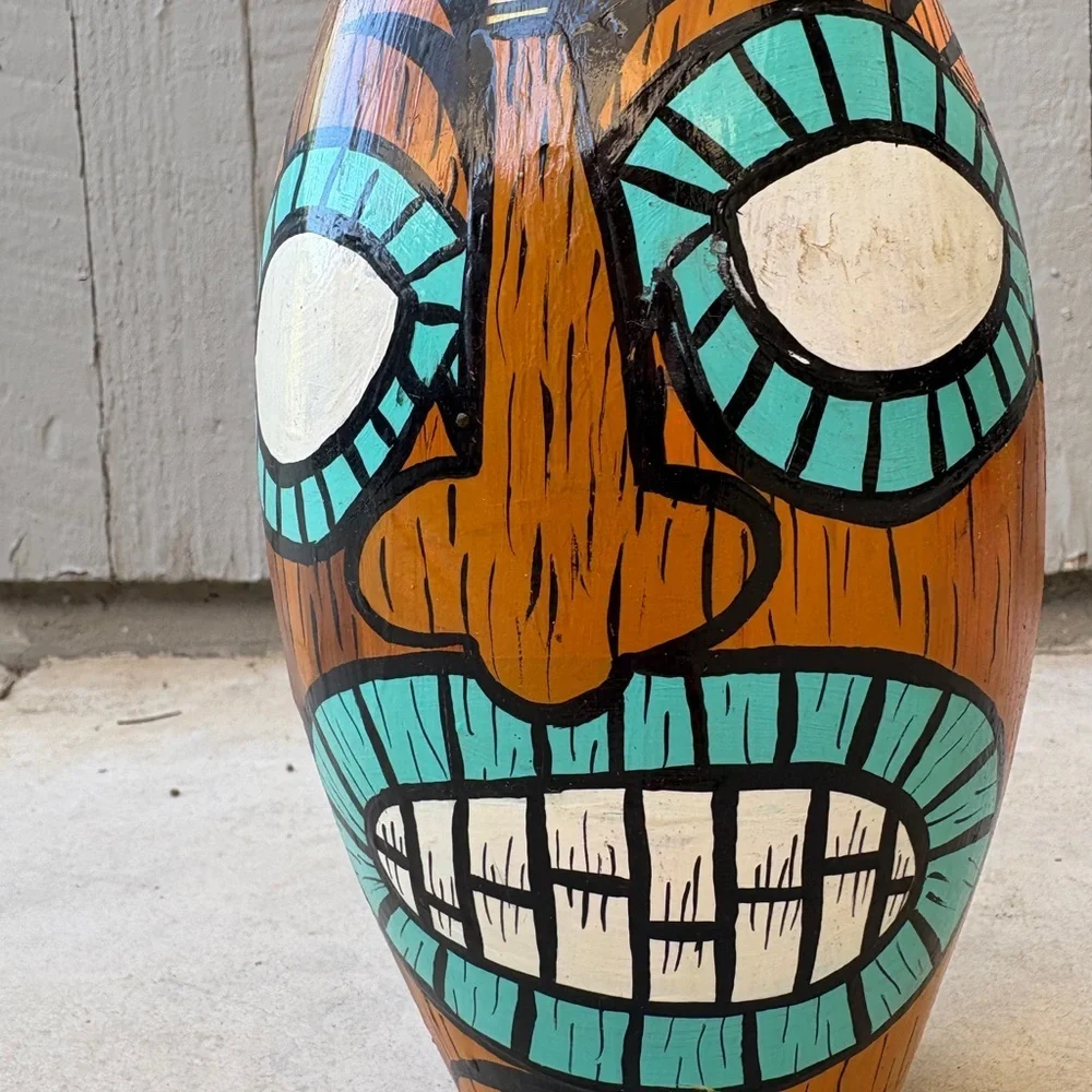 Hand-Painted Tiki Art Sculpture– Outsider Art Folk Decor
