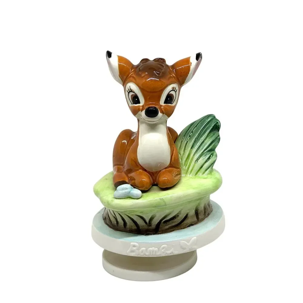 Vintage Schmid Disney Bambi Rotating Music Box Plays Talk to the Animals Taiwan