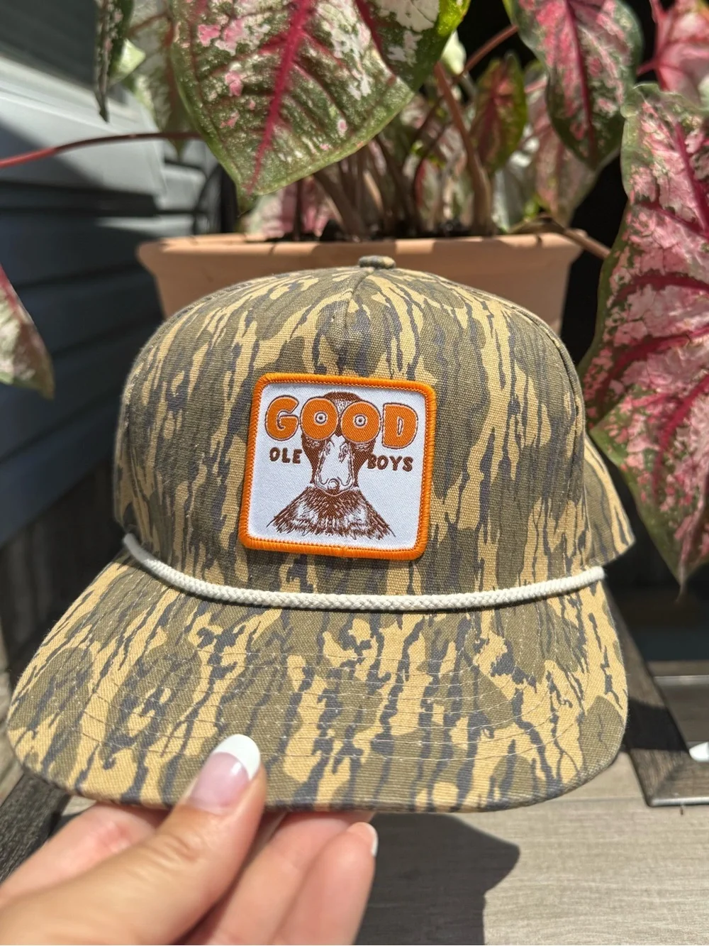 Good Ole Boys Camo Rope-Trim Cap - Tan/Green