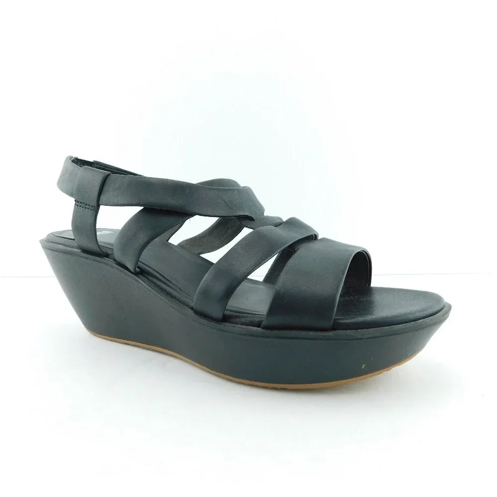 CAMPER Black Leather Caged  Platform Ankle Strap Sandals 40