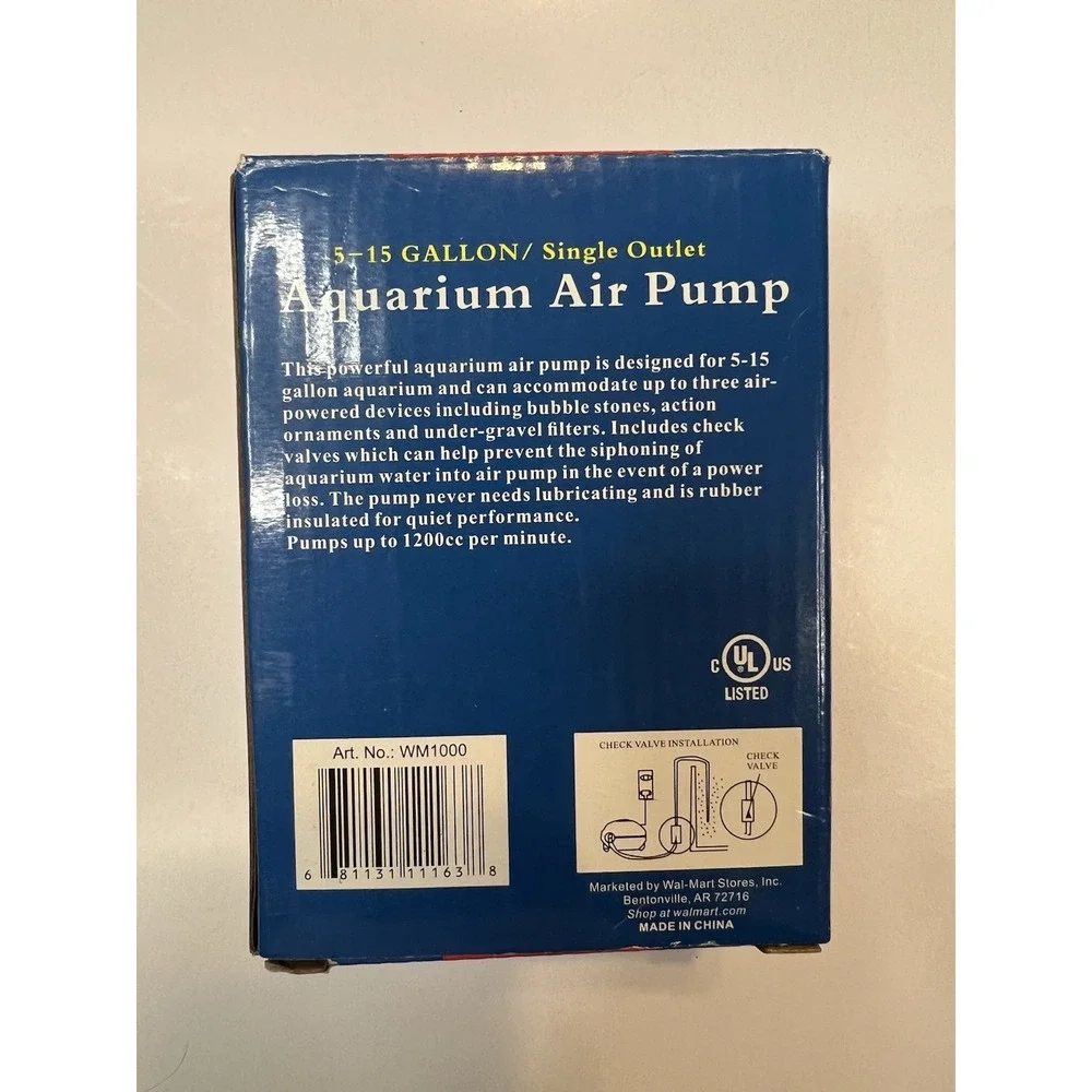 Aqua‎ Culture 5 to 15 Gallon Single Outlet Aquarium Air Pump