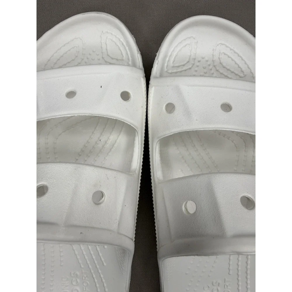 Crocs Slides Women's 9 Iconic Comfort White Sandals Men 7 Outdoor Summer Water