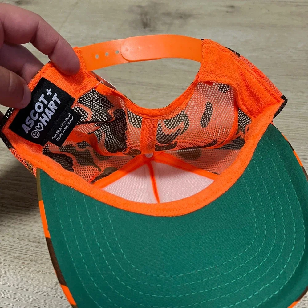 Miracle Trucker Hat Camo Hunting Cap Miracle‎ Patch Orange Mesh Back