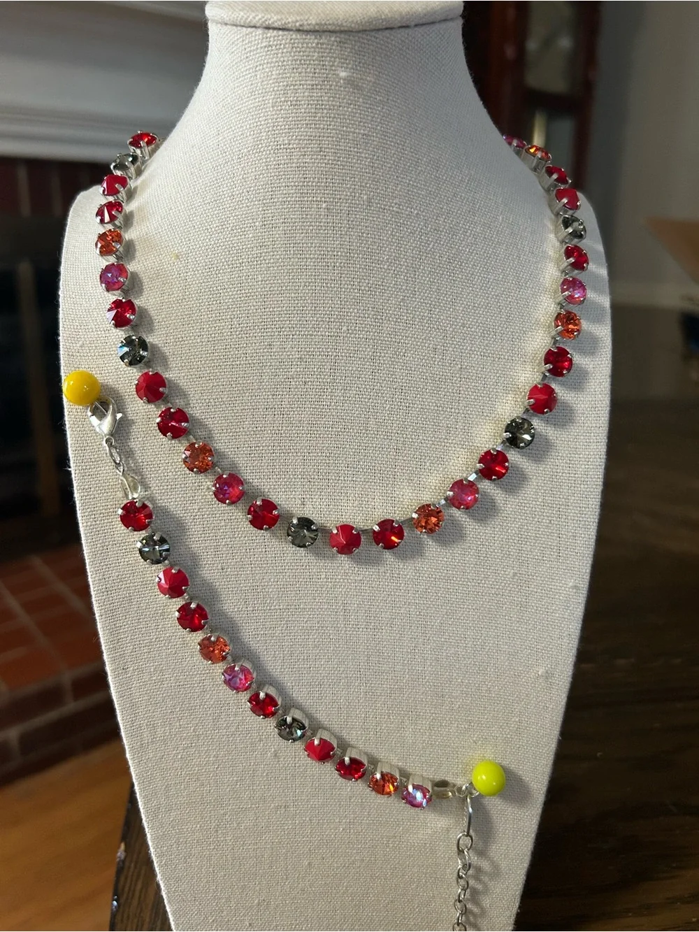 Sabika Jewelry Fun size Red Multi-Crystal Choker Necklace and Bracelet Set